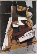 Juan Gris Winebottle Daily and fruit dish oil on canvas